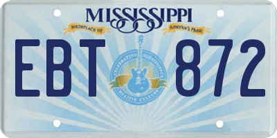 MS license plate EBT872