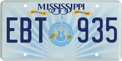 MS license plate EBT935