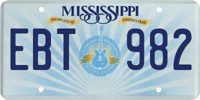 MS license plate EBT982