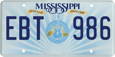 MS license plate EBT986