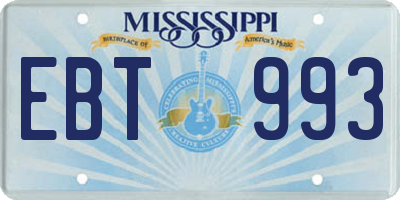 MS license plate EBT993