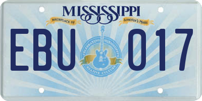MS license plate EBU017