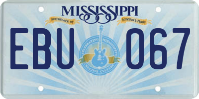 MS license plate EBU067