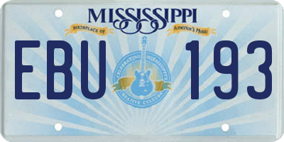 MS license plate EBU193