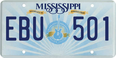 MS license plate EBU501