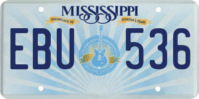 MS license plate EBU536