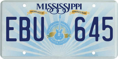 MS license plate EBU645