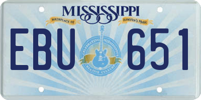 MS license plate EBU651