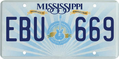 MS license plate EBU669