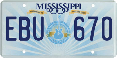 MS license plate EBU670