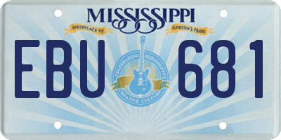 MS license plate EBU681