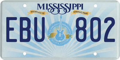 MS license plate EBU802