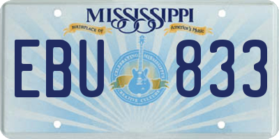 MS license plate EBU833