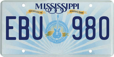 MS license plate EBU980