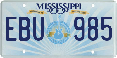 MS license plate EBU985