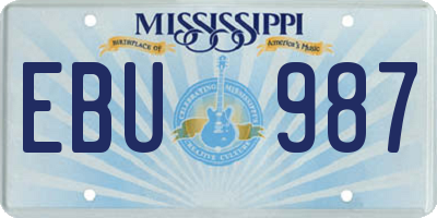 MS license plate EBU987