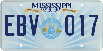 MS license plate EBV017