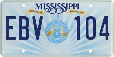 MS license plate EBV104