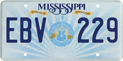 MS license plate EBV229