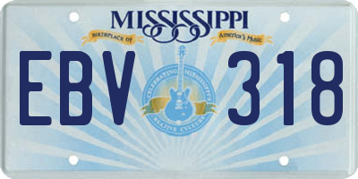 MS license plate EBV318