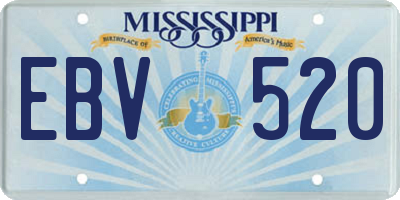 MS license plate EBV520