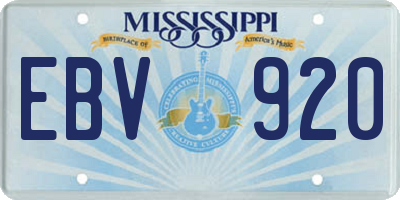 MS license plate EBV920