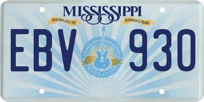 MS license plate EBV930