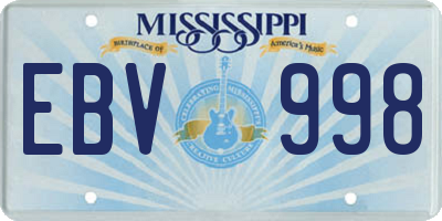 MS license plate EBV998