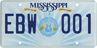 MS license plate EBW001
