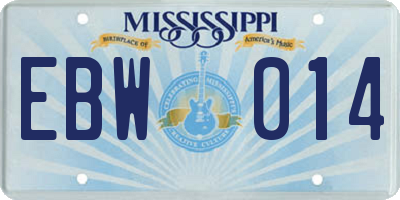 MS license plate EBW014