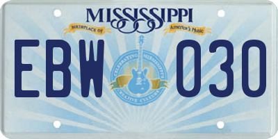 MS license plate EBW030