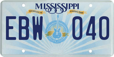 MS license plate EBW040