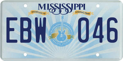 MS license plate EBW046