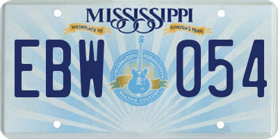 MS license plate EBW054