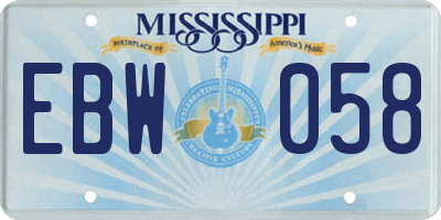 MS license plate EBW058