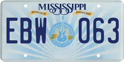 MS license plate EBW063