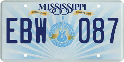 MS license plate EBW087