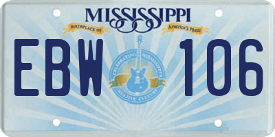 MS license plate EBW106