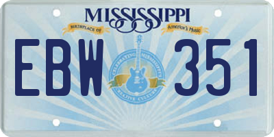 MS license plate EBW351