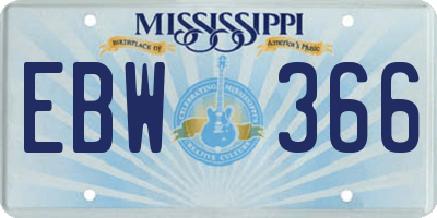 MS license plate EBW366