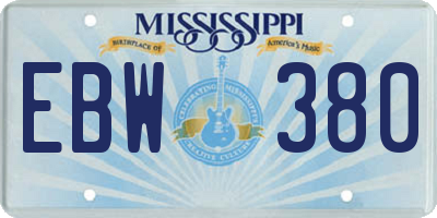 MS license plate EBW380