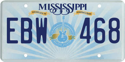 MS license plate EBW468