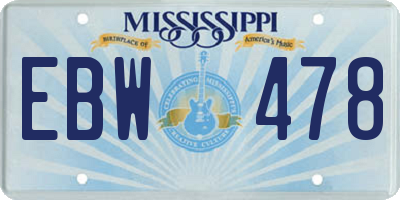 MS license plate EBW478