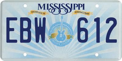 MS license plate EBW612
