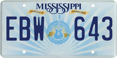 MS license plate EBW643