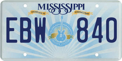 MS license plate EBW840