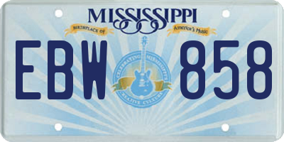 MS license plate EBW858