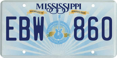 MS license plate EBW860