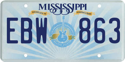 MS license plate EBW863
