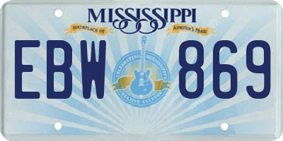 MS license plate EBW869